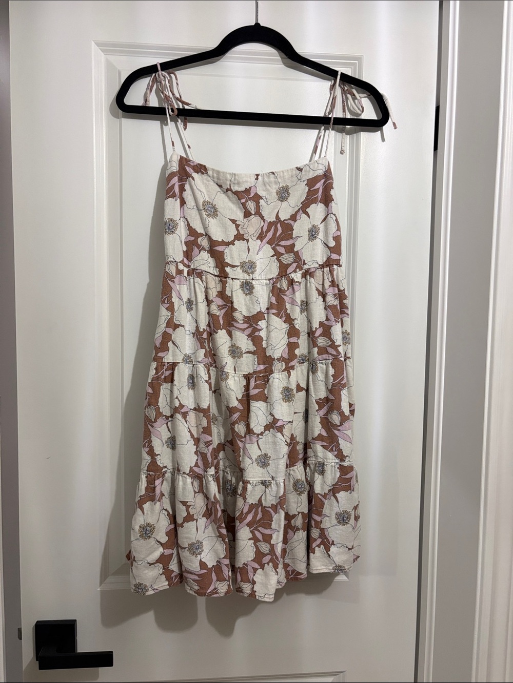 Abercrombie & Fitch Cream and Brown Floral Tiered Sundress
